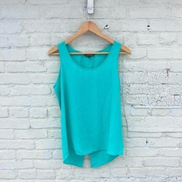 Express Scoop Neck Back Slit Tank Top Aqua Size Medium - Picture 1 of 7